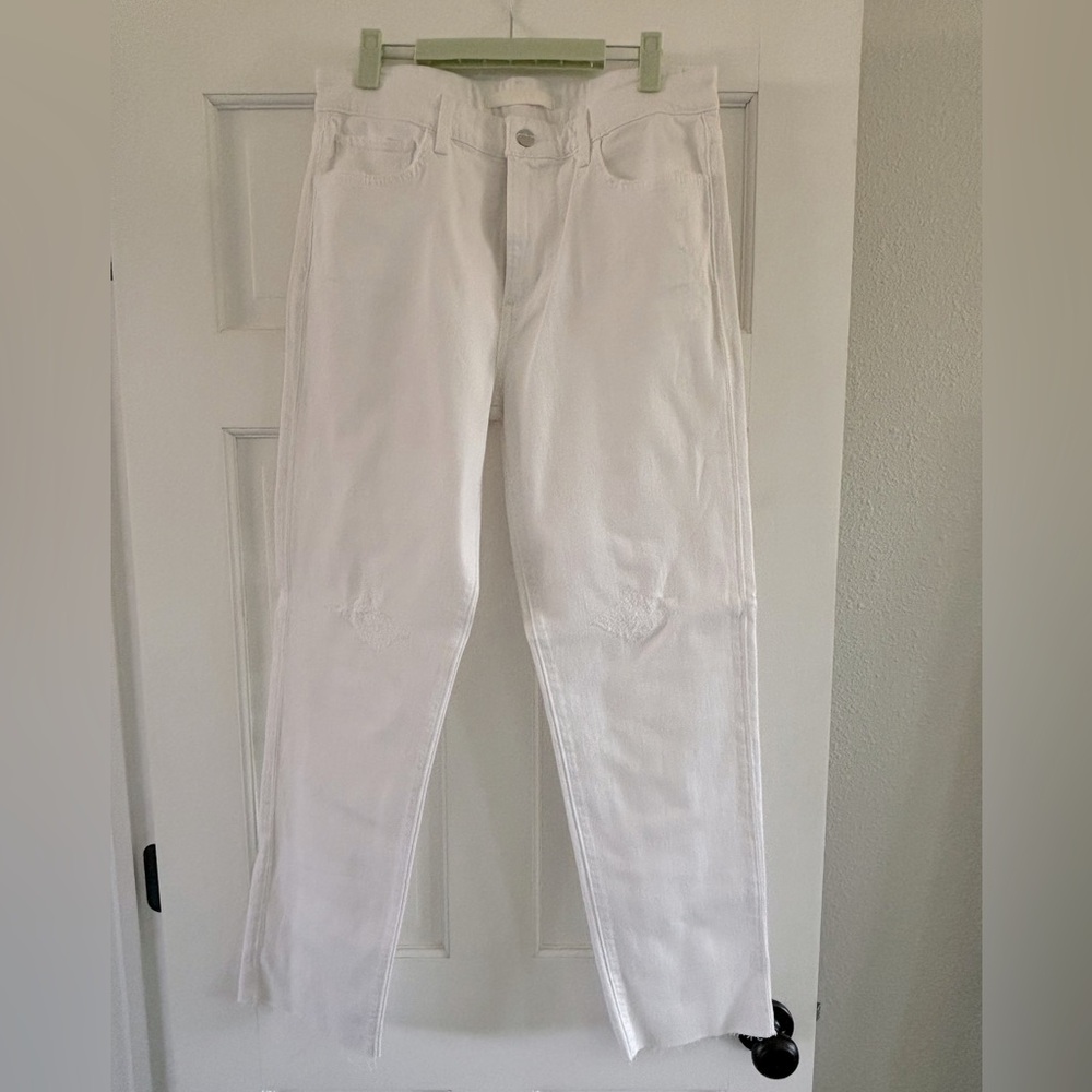 Joe’s white straight leg jeans